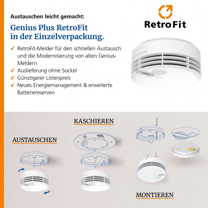 Rauchmelder Hekatron Genius Plus N-A RetroFit Austauschmelder – Bild 4