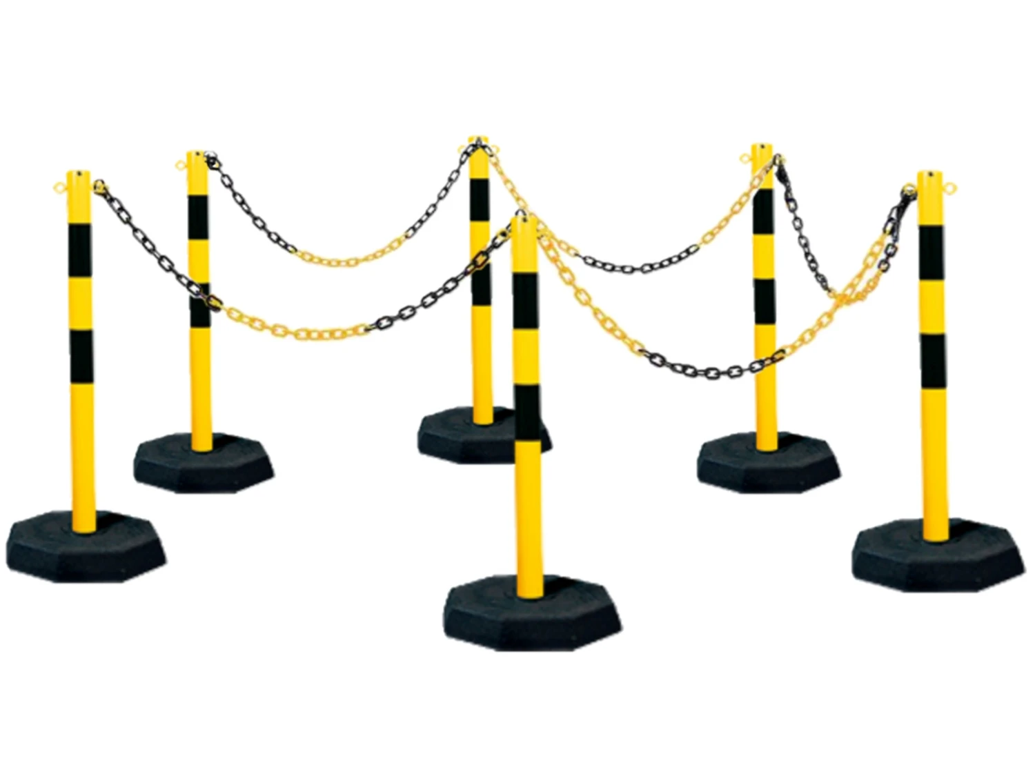 Kettenpfosten 6er-Set Aus Stahl, Gelb-schwarz