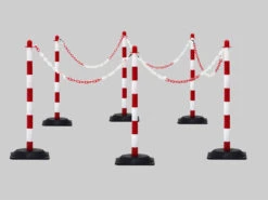 Kettenpfosten-Set Aus Kunststoff Rot-weiß