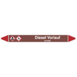 Brady Rohrmarkierer Mit Text Diesel Vorlauf - ACHTUNG
