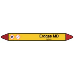 Brady Rohrmarkierer Mit Text Erdgas MD - GEFAHR