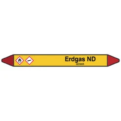 Brady Rohrmarkierer Mit Text Erdgas ND - GEFAHR