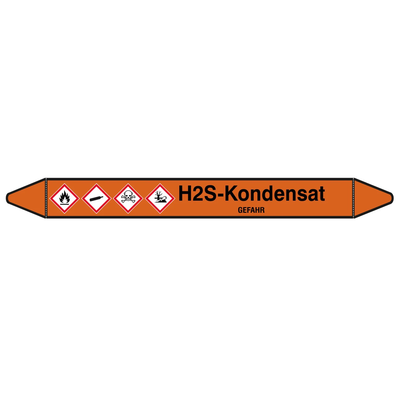 Brady Rohrmarkierer Mit Text H2S-Kondensat - GEFAHR