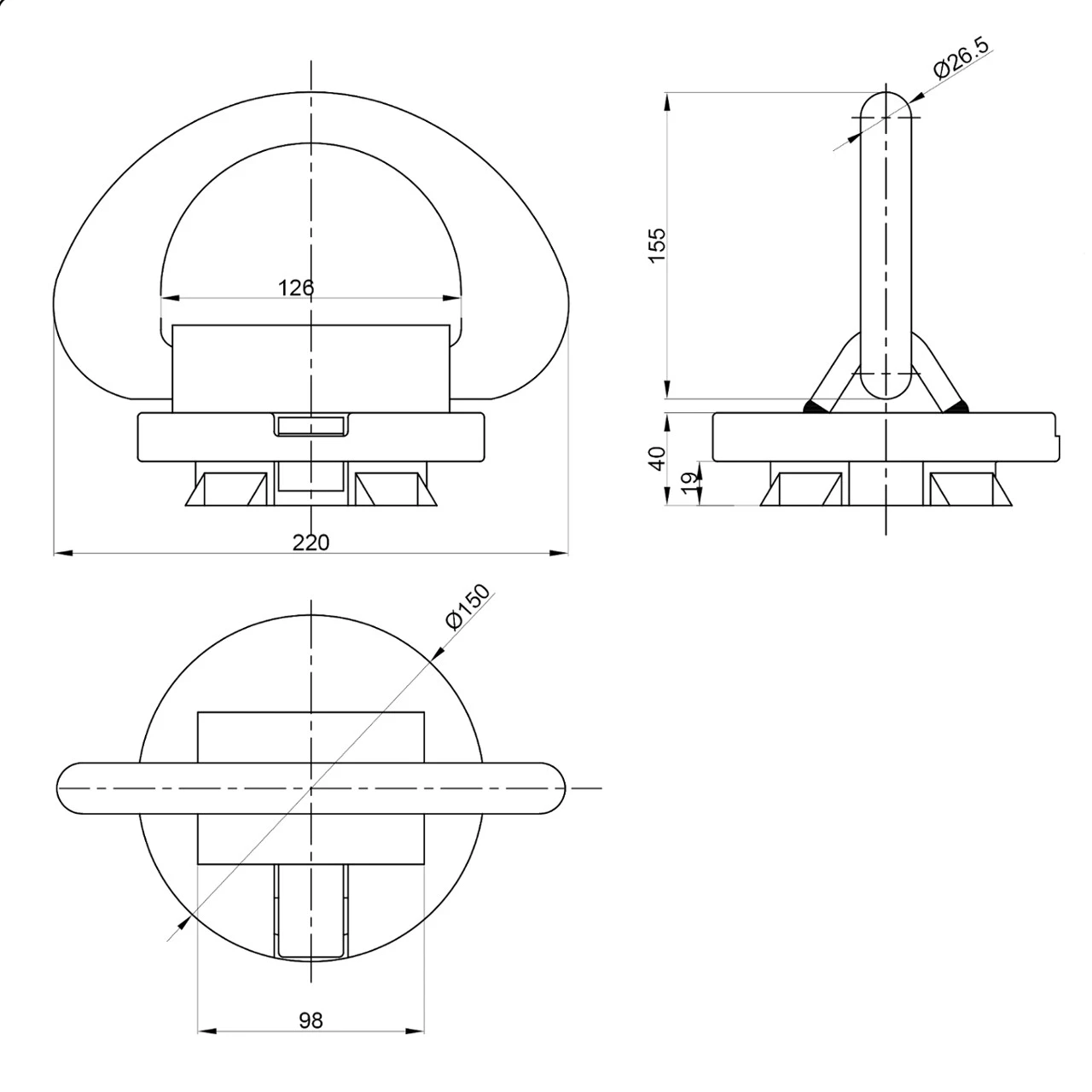 Breech Base Lashing Eye (D-Ring) LP-21 – Bild 5